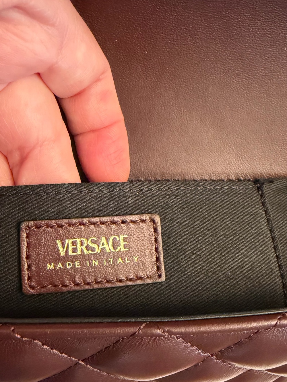 Versace La Medusa Brown Quilted Lambskin Leather Medium Crossbody Shoulder Bag - Picture 14 of 16